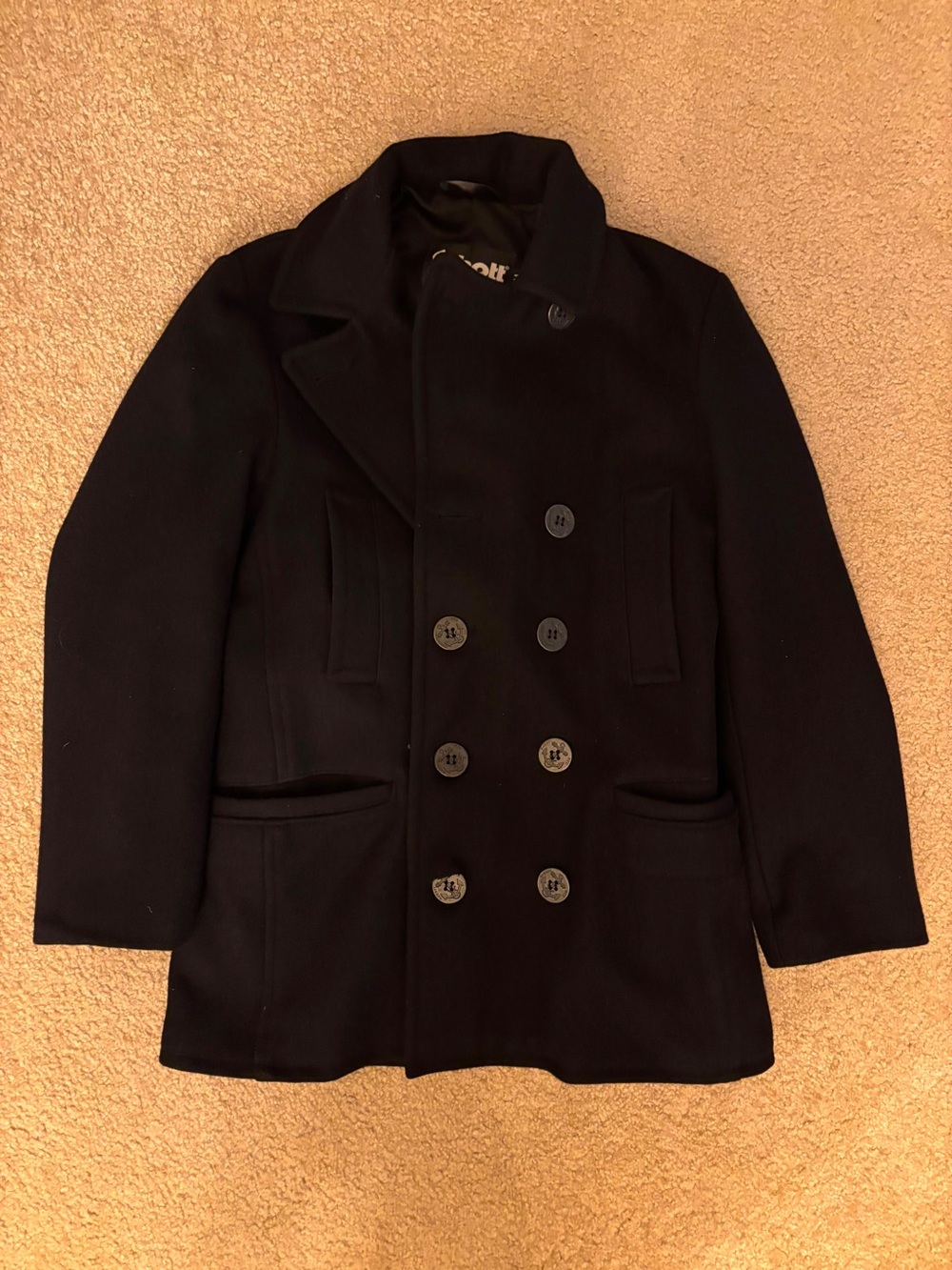Scott Men's Double-Breasted Peacoat - Black